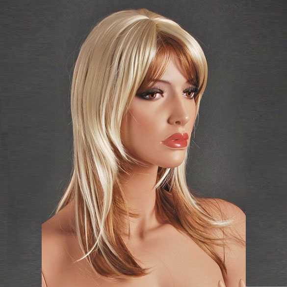 Luxe duo-color pruik trendy kapsel steil haar