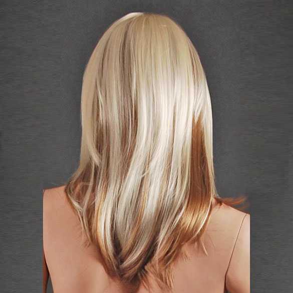 Luxe duo-color pruik trendy kapsel steil haar