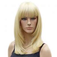 Pruik schouderlengte blond steil haar Lollipop kleur 613