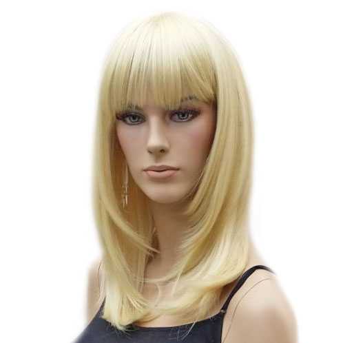 Pruik schouderlengte blond steil haar Lollipop kleur 613