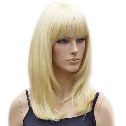 Pruik schouderlengte blond steil haar Lollipop kleur 613