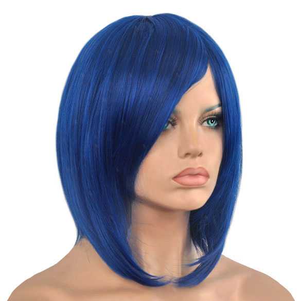 Pruik bob model blauw zwart mix