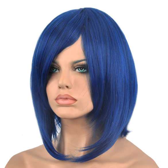 Pruik bob model blauw zwart mix