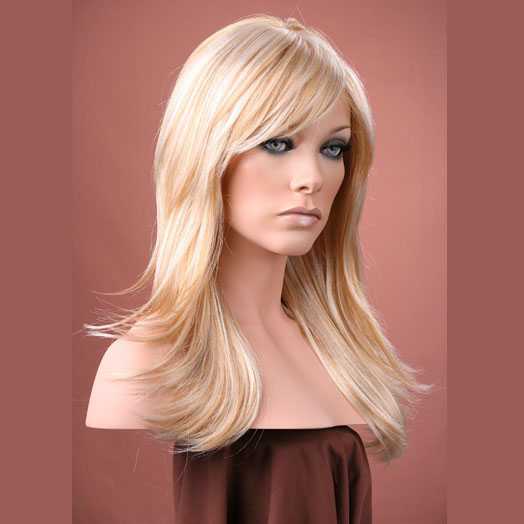 Luxe pruik lang haar razor-cut lichtblond mix model Hannah