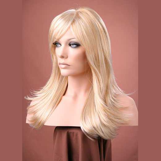 Luxe pruik lang haar razor-cut lichtblond mix model Hannah