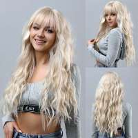 Pruik lang lichtblond haar met grove slag model Delta