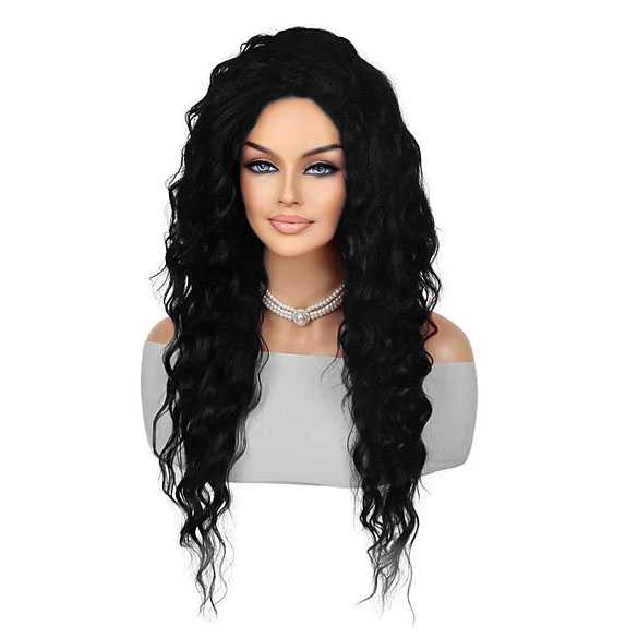 Wilde sexy pruik met lang zwart haar model 9618