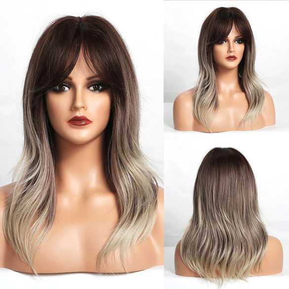 SALE : Pruik halflang asblond haar in laagjes model 6064