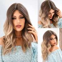 Swiss lace front pruik lang roomblond haar model 66111