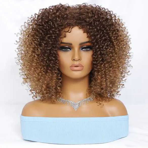Pruik afro kleine spiraalkrullen schouderlang model 1037 kleur T33-27