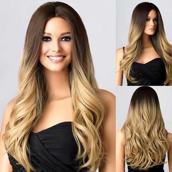 Pruik lang haar met lichte slag zonder pony model 2-1