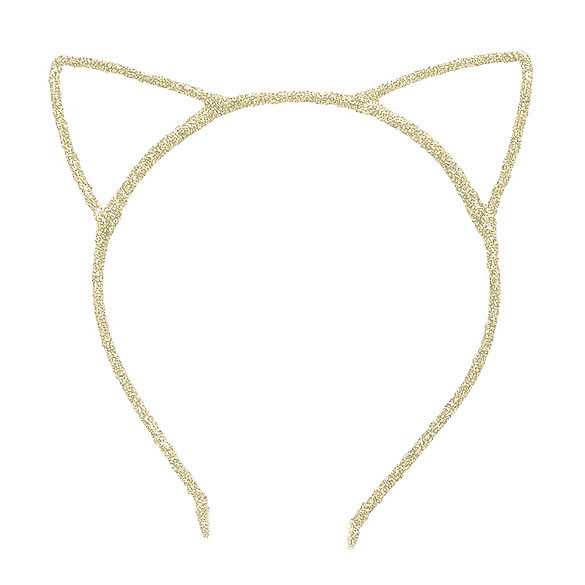 2 x Glinster haarband model katten oortjes wit goud