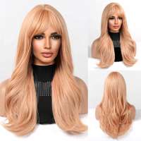 Pruik mat oranje-blond haar met slagen en pony model Candi