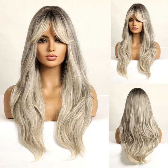 Pruik lang haar met grove slag model 271N