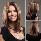 Luxe pruik steil haar schouderlang 3 kleurstrengen