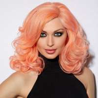 Lace front Diva / Drag pruik groot volume Reagan Tropical Peach