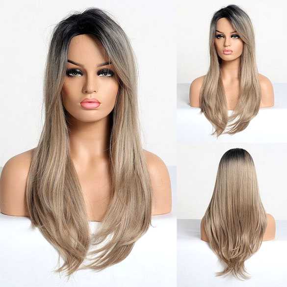 Fashion pruik lang steil haar in laagjes model 186